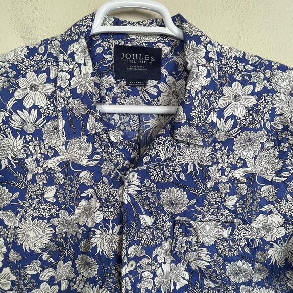 Joules Time to Unwind Men's Shirt Short Sleeves Button Up Blue White Floral XXL - Picture 2 of 8